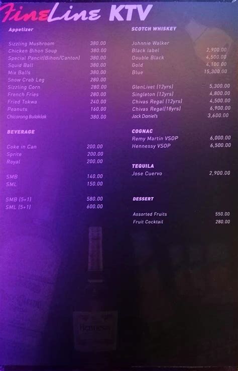 fineline ktv|Menu at Fineline KTV Club, Quezon City .